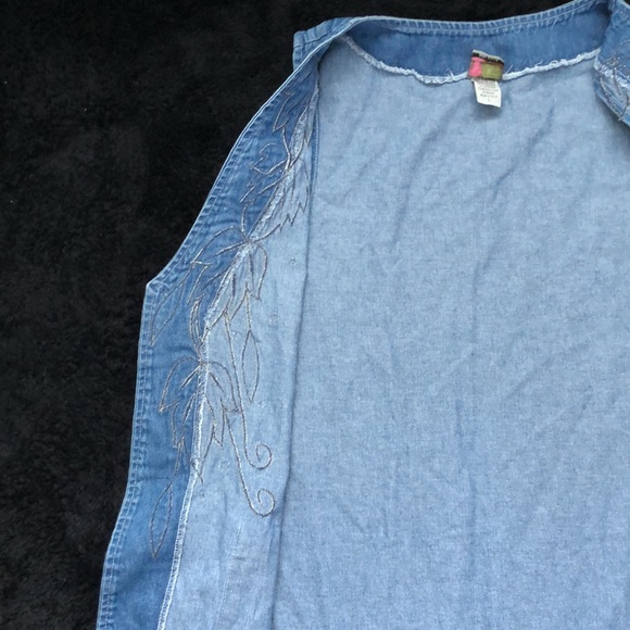 Cactus Size L Denim Open Front Vest Vintage - Picture 4 of 5